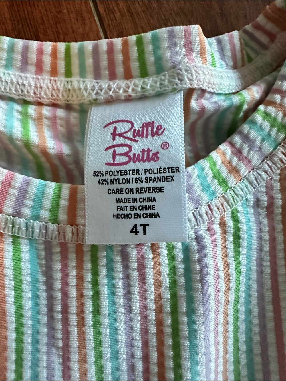 Girls' Rashguard Long Sleeve Ruffle Hem Top Seersucker stripes Rufflebutts
